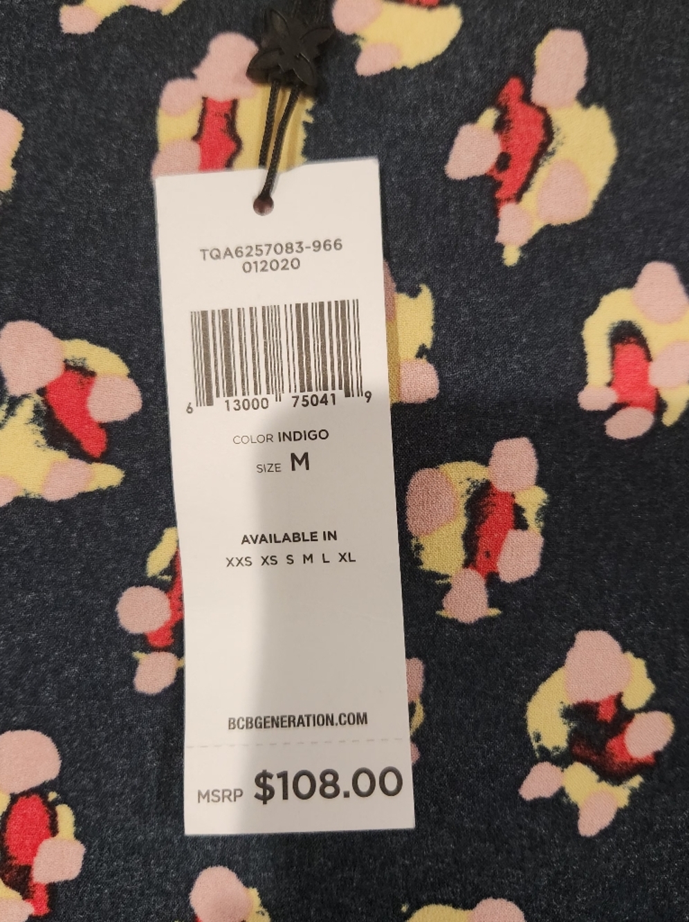 BCBGeneration Navy and Pink Contrast Floral Wrap Midi Dress. NWT - Picture 4 of 9